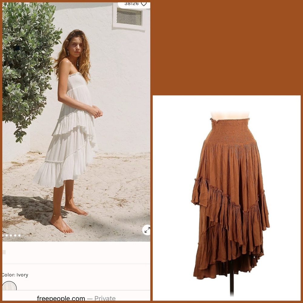 Free people ‘the convertible skirt’ maxi skirt size S brown